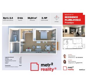 Byt 2+kk na prodej, Prostějov Plumlovská, 60 m²