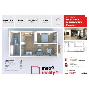 Byt 2+kk na prodej, Prostějov Plumlovská, 60 m²